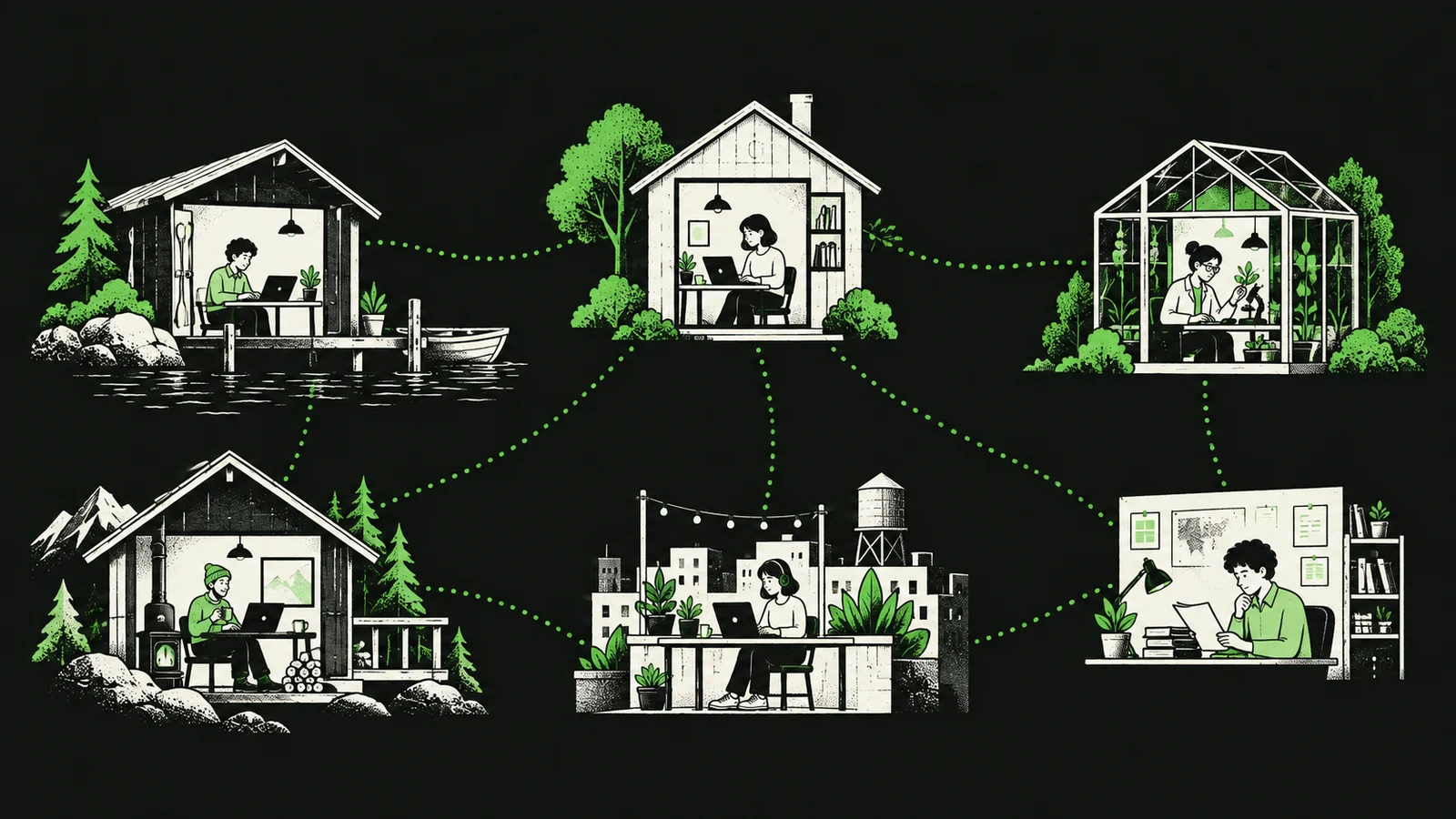 Independent workspaces connected directly, without a central platform.